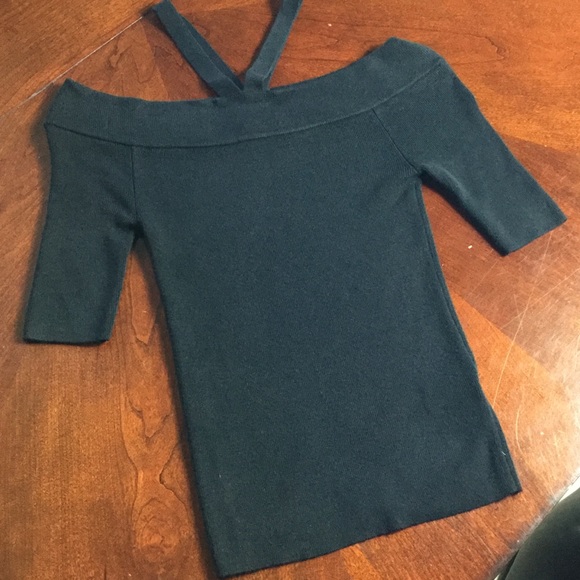 EXPRESS Cold Shoulder Black Knit Top NWT - Picture 3 of 6